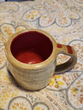 Handmade Ceramic Mug with Red Interior
